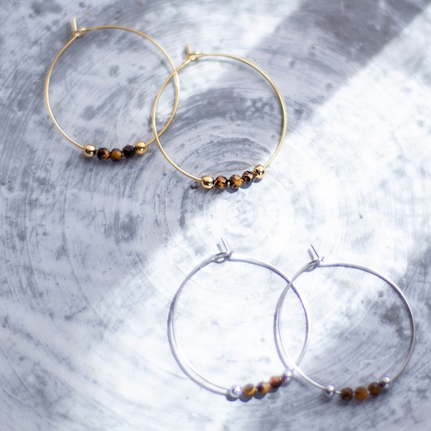 SHANTI TIGER EYE HOOPS