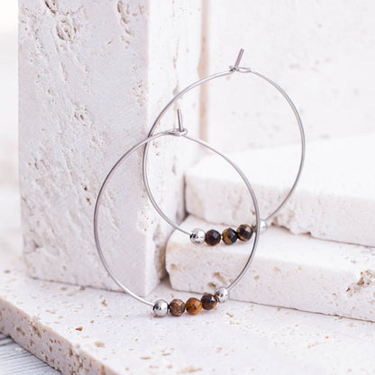 SHANTI TIGER EYE HOOPS