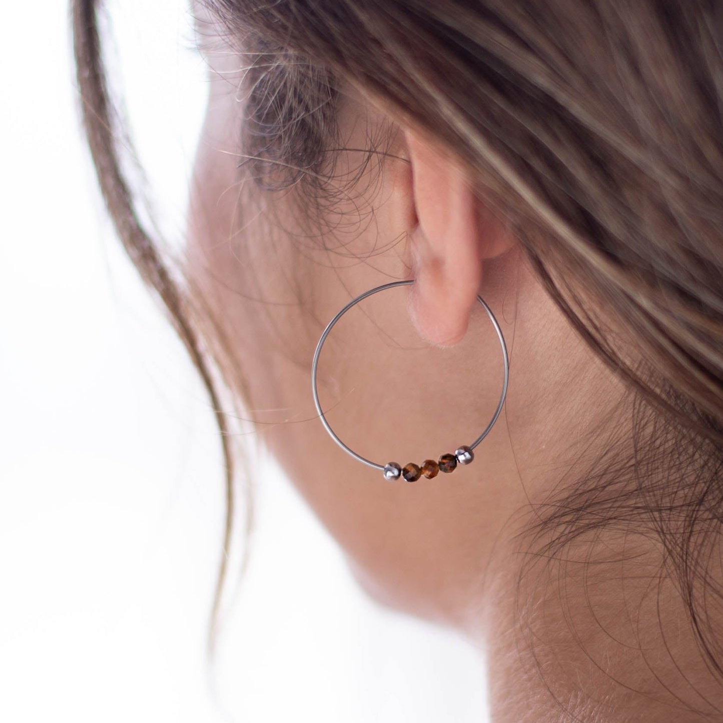 SHANTI TIGER EYE HOOPS