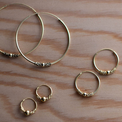 Gold plated Silver earrings - Gold bali ear hoops - Shiny small hoop - Bohemian jewelry - Gold earrings - Hippie hoops - Gold crystal hoop 