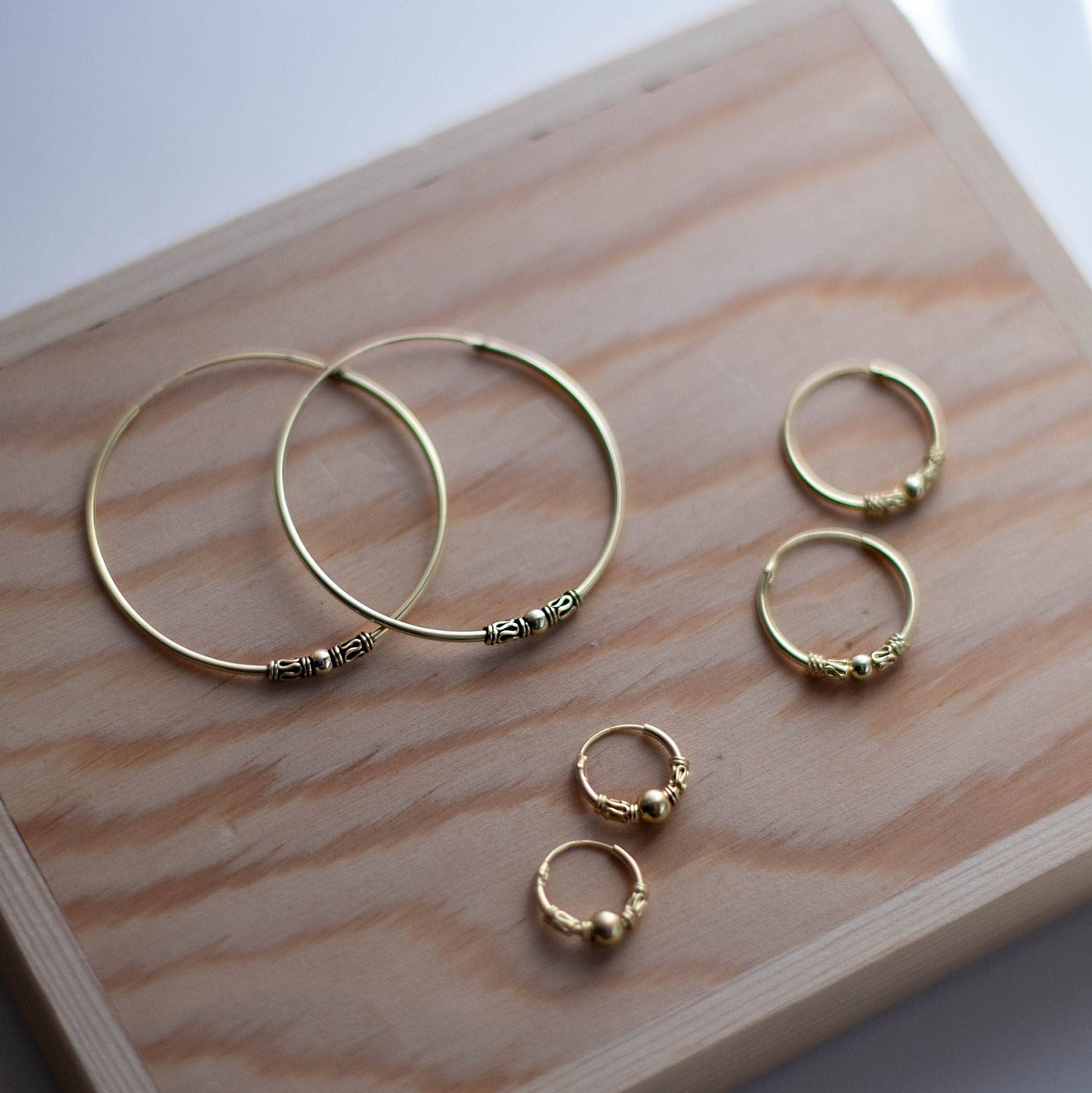 Gold plated Silver earrings - Gold bali ear hoops - Shiny small hoop - Bohemian jewelry - Gold earrings - Hippie hoops - Gold crystal hoop 