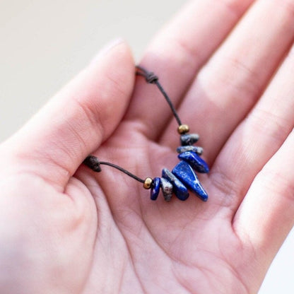 Natural stone Lapis Lazuli necklace - Lapis Lazuli choker - Bohemian necklace - Surfer necklace - Beach jewelry - Unisex necklace 