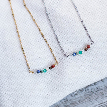 Seven chakra necklace - Raw Healing Crystals Dainty - Natural stones choker - Yoga genuine gemstones - necklace for woman - Chakra gift 